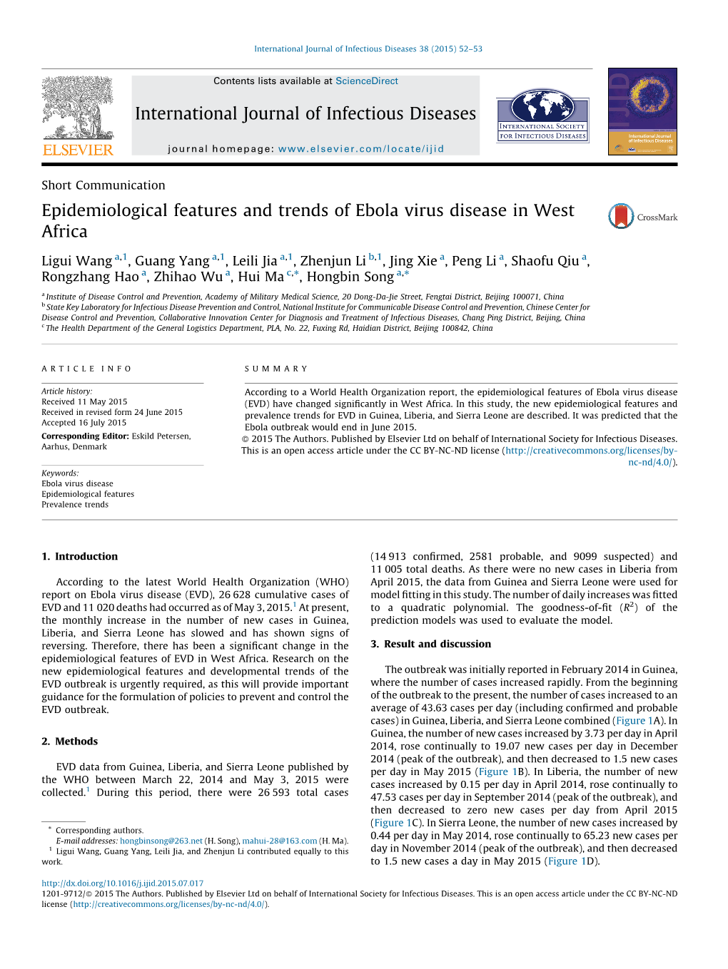 Epidemiological Features and Trends of Ebola Virus Disease in West Africa