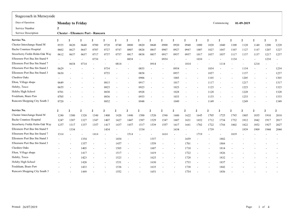 Monday to Friday Stagecoach in Merseyside
