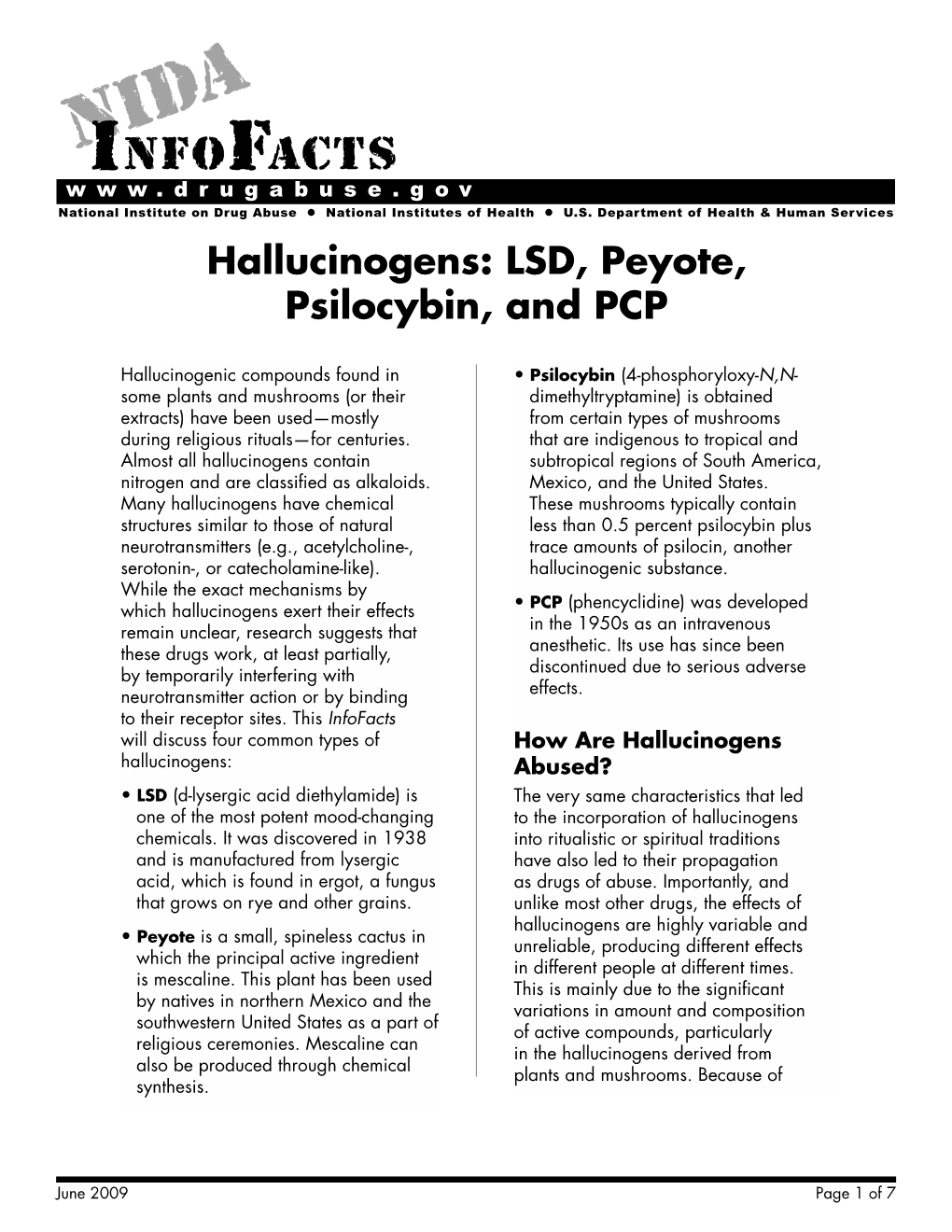 Hallucinogens: LSD, Peyote, Psilocybin, and PCP