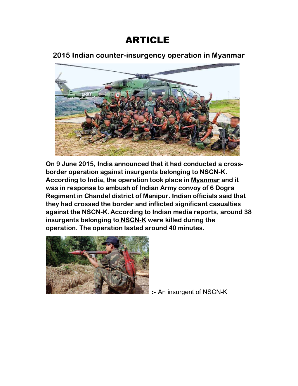 ARTICLE 2015 Indian Counter-Insurgency Operation in Myanmar