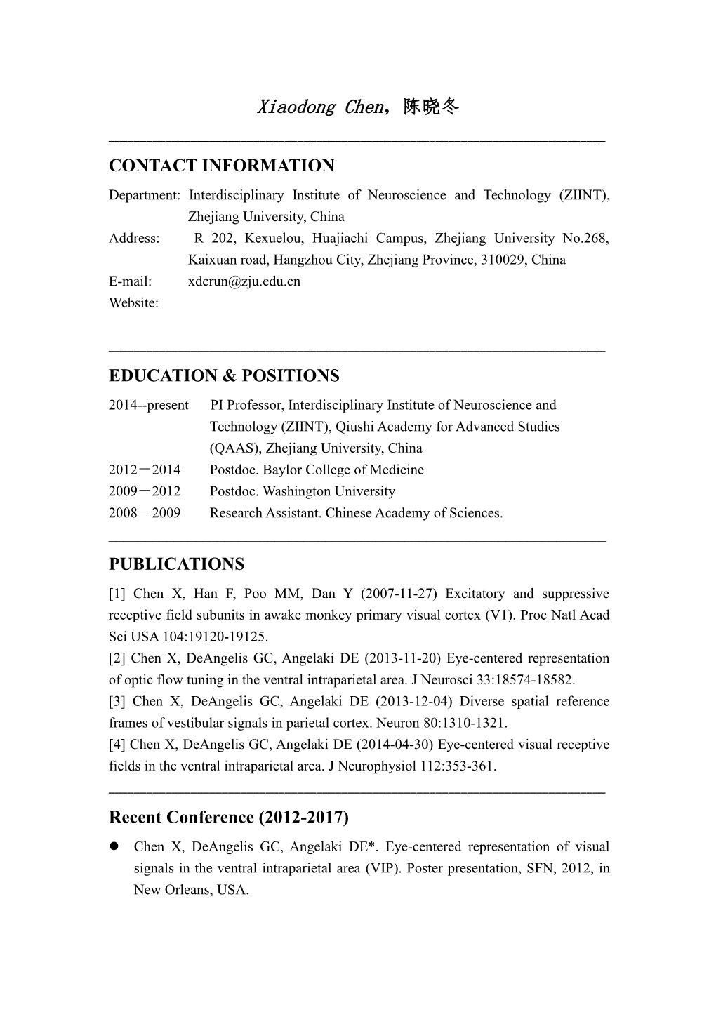 Xiaodong Chen.CV