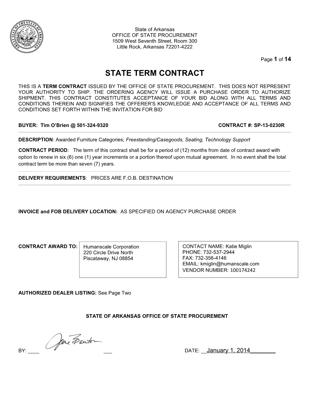 State Term Contract s1