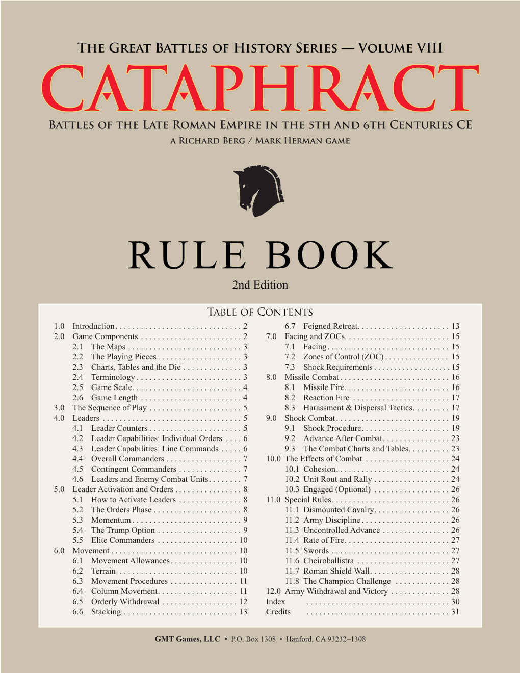 CATAPHRACT Rules Index