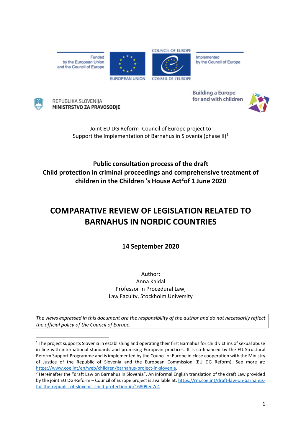 Comparative Review of Legislation Related to Barnahus in Nordic Countries