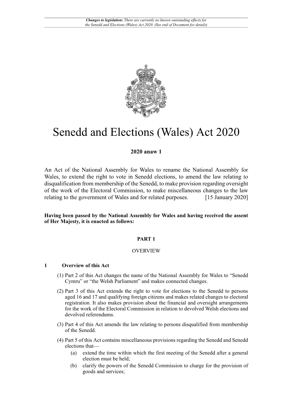 Senedd and Elections (Wales) Act 2020