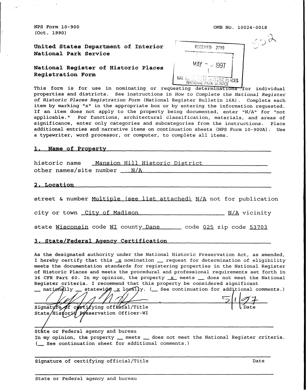 MAY ~ U 1997 | Registration Form