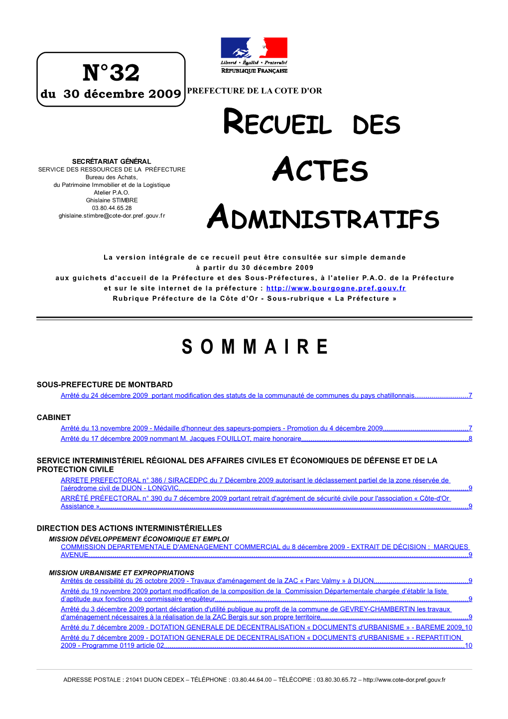 N°32 Recueil Des Administratifs