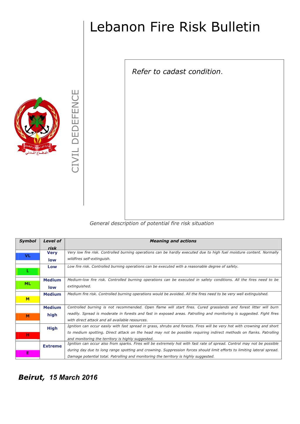 Lebanon Fire Risk Bulletin