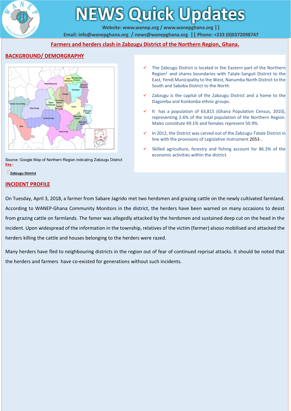 Farmers and Pastoralist Conflict in Zabzugu District, Northern Region