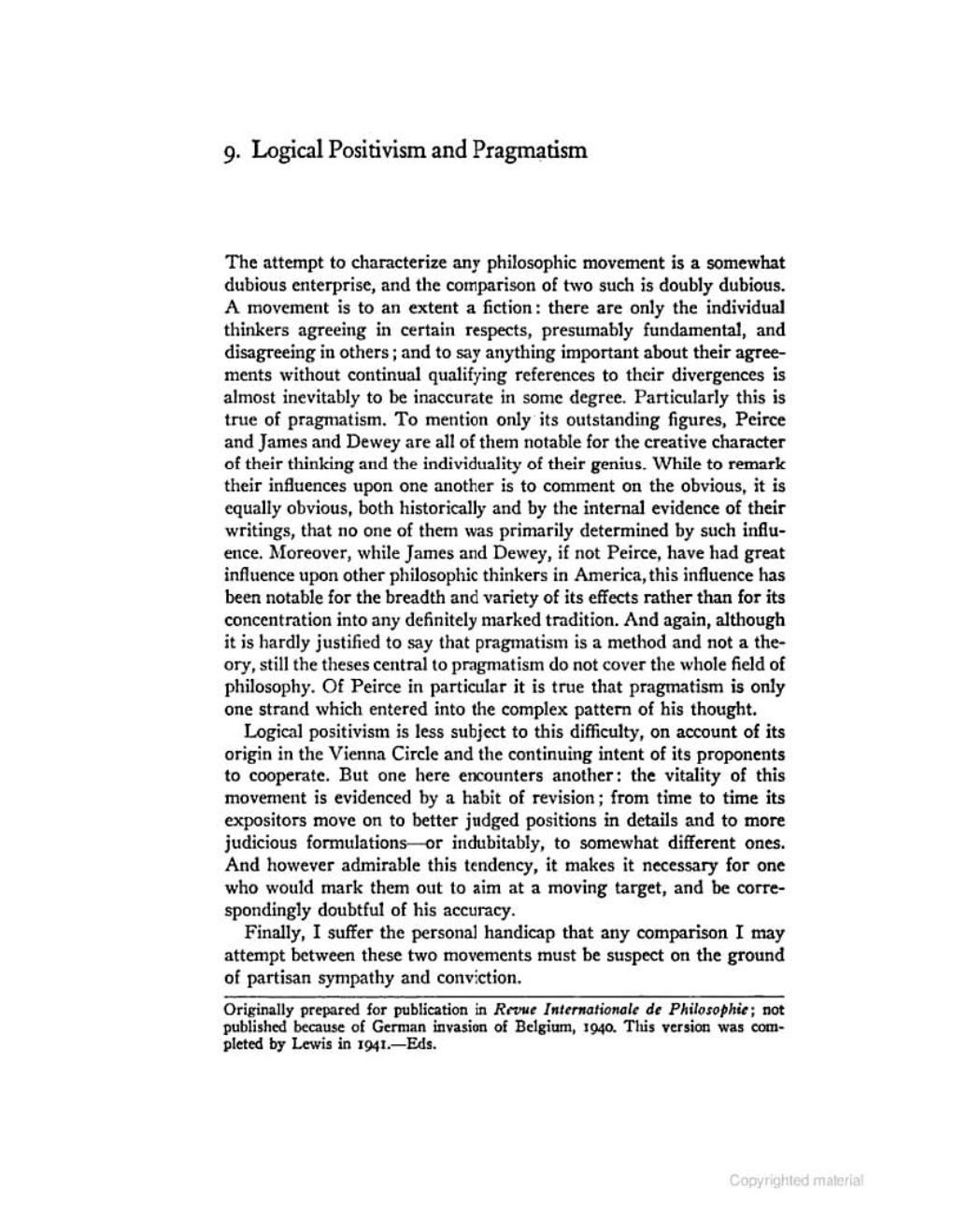 Logical Positivism and Pragmatism