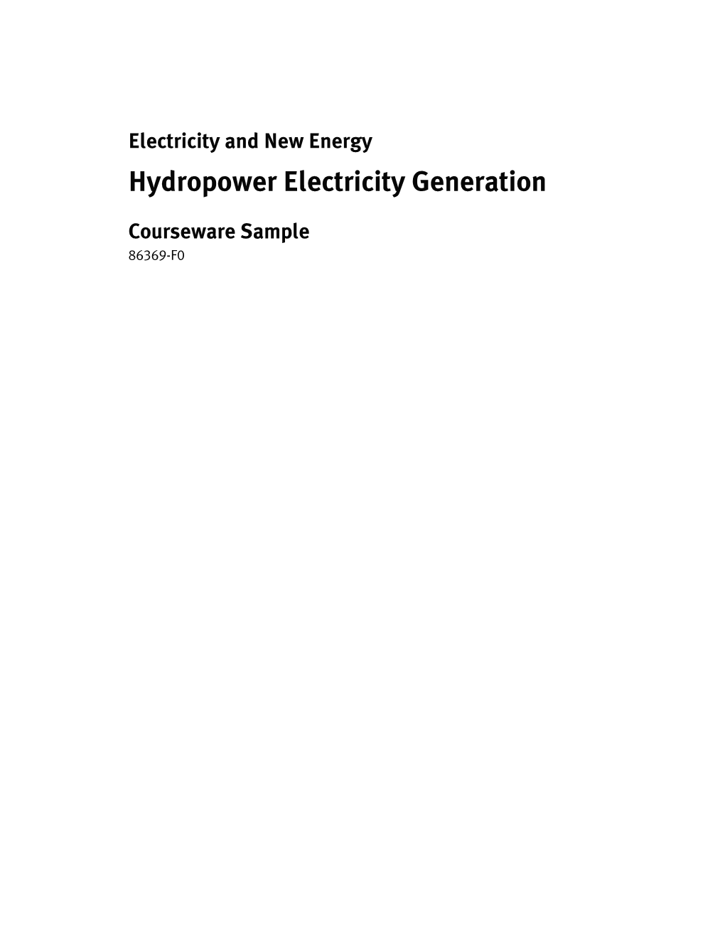 Hydropower Electricity Generation