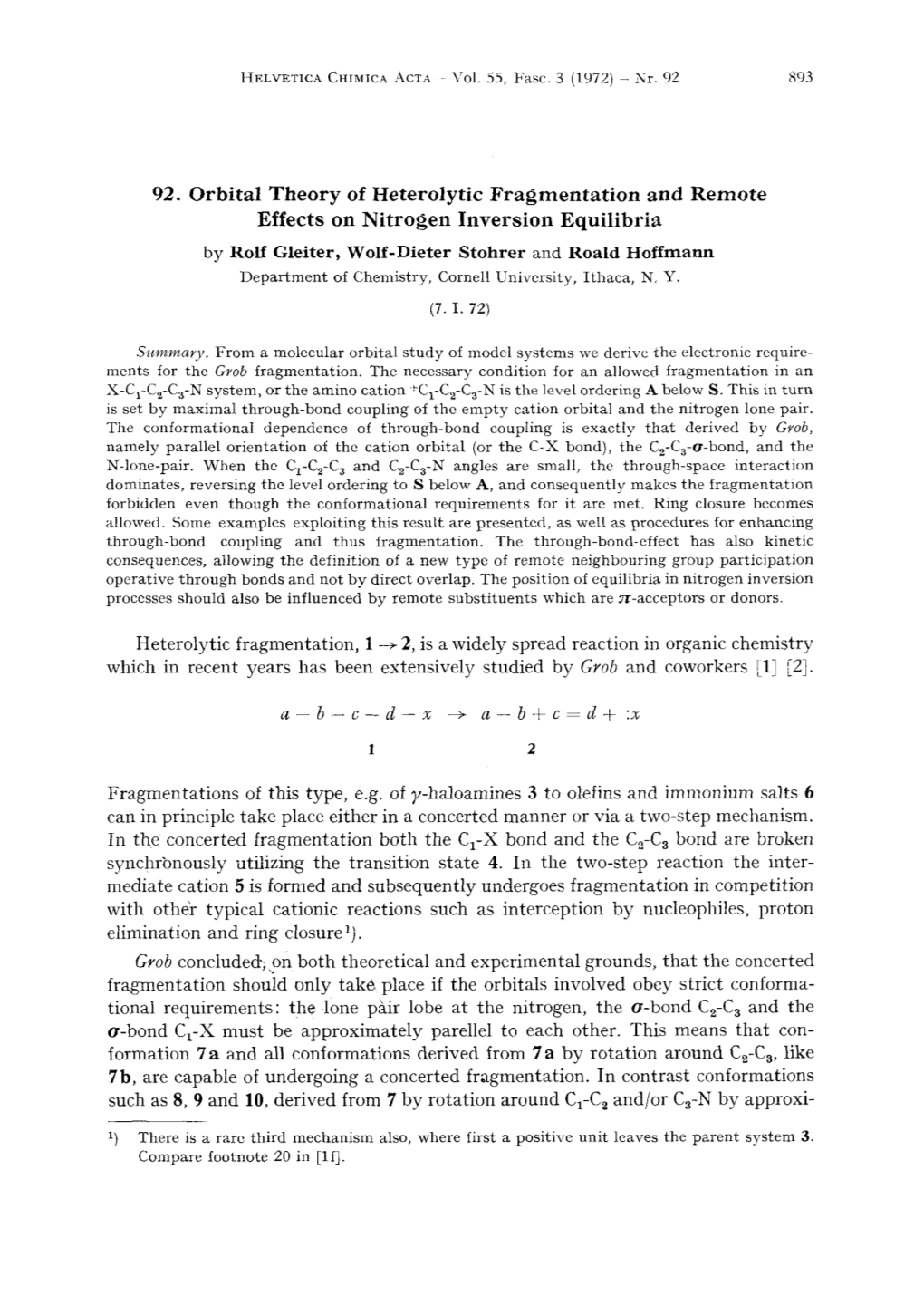 Orbital Theory of Heterolytic Fragmentation and Remote Effects