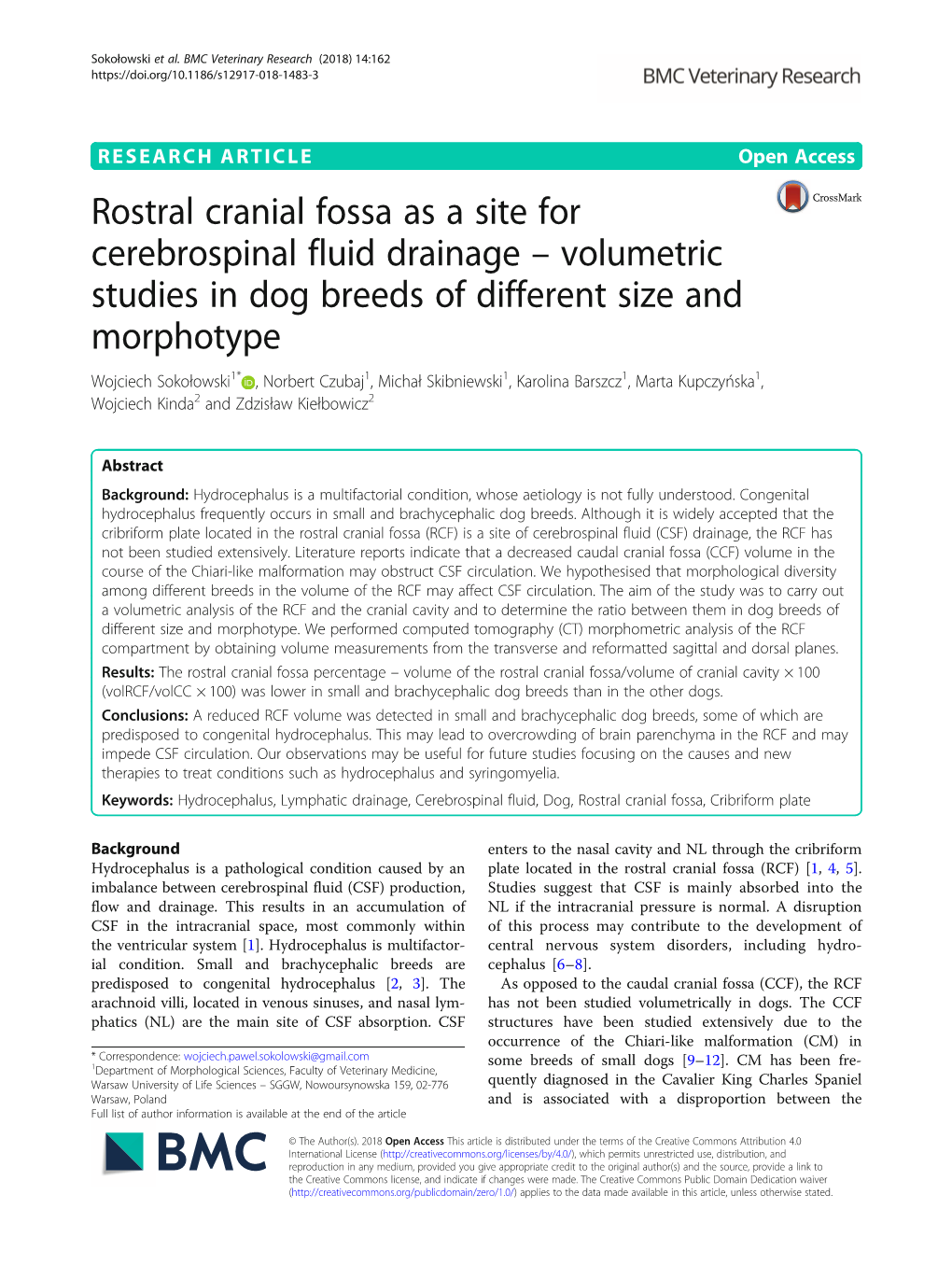 Rostral Cranial Fossa As a Site for Cerebrospinal Fluid Drainage