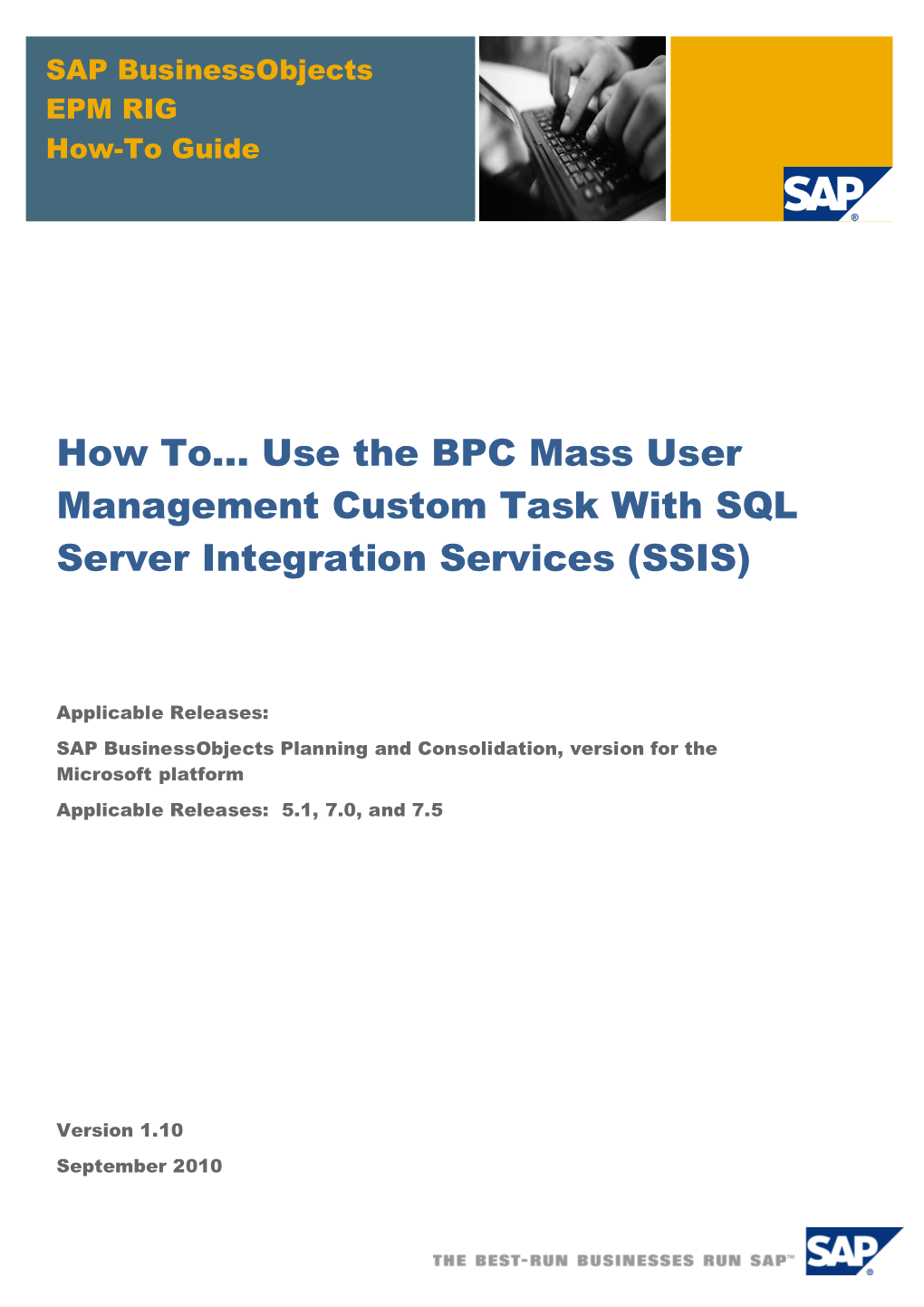 Use the BPC Mass User Management Custom Task with SQL Server Integration Services (SSIS)