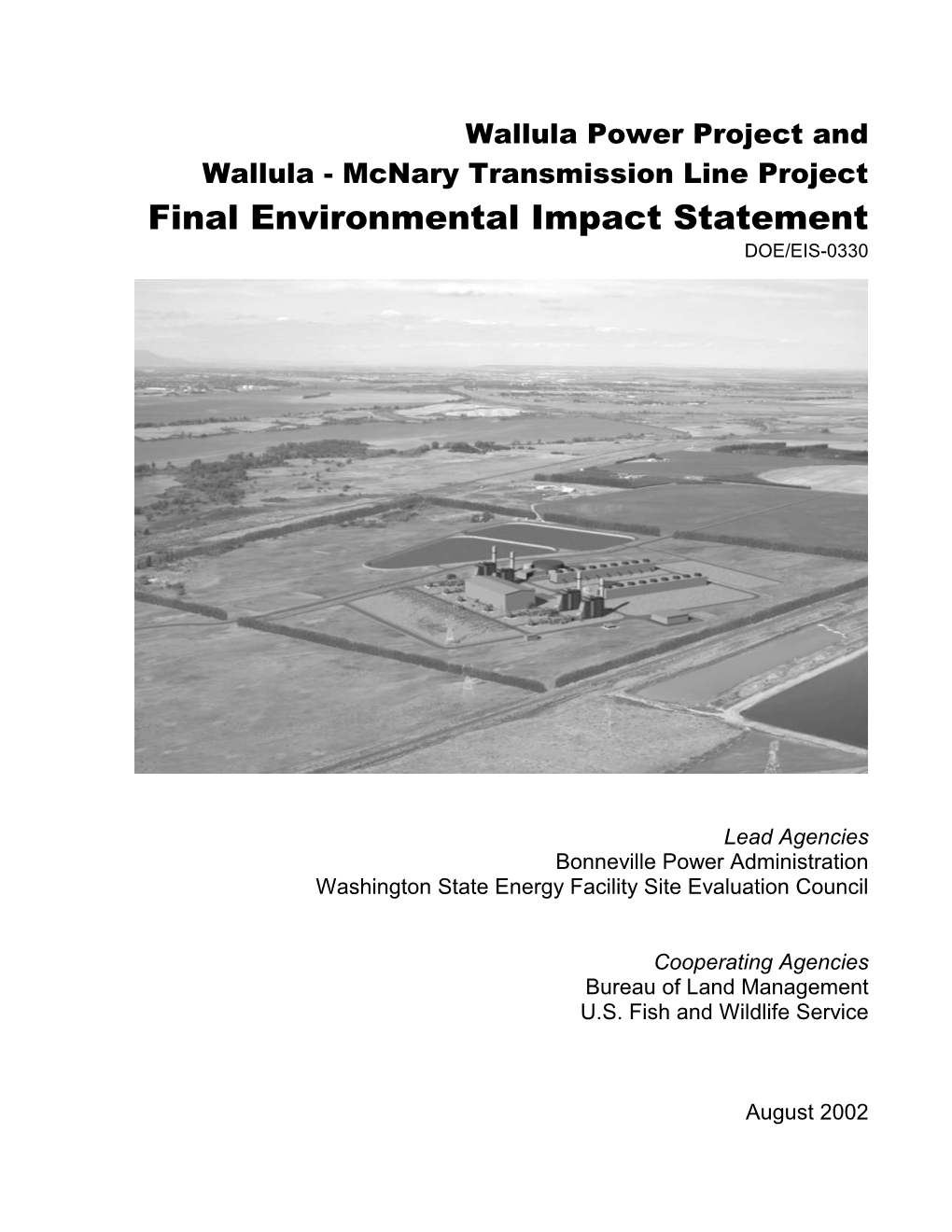 Mcnary Transmission Line Project, Final Environmental Impact Statement