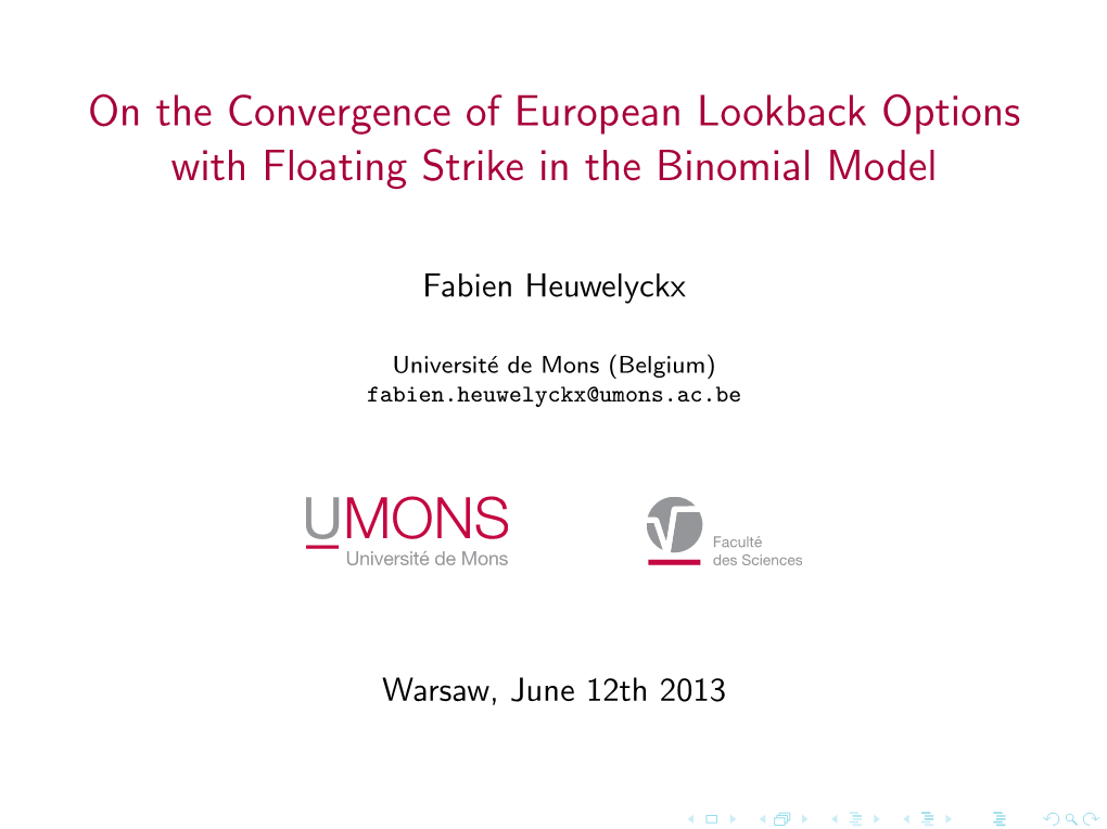 Convergence of European Lookback Options with Floating Strike in the Binomial Model
