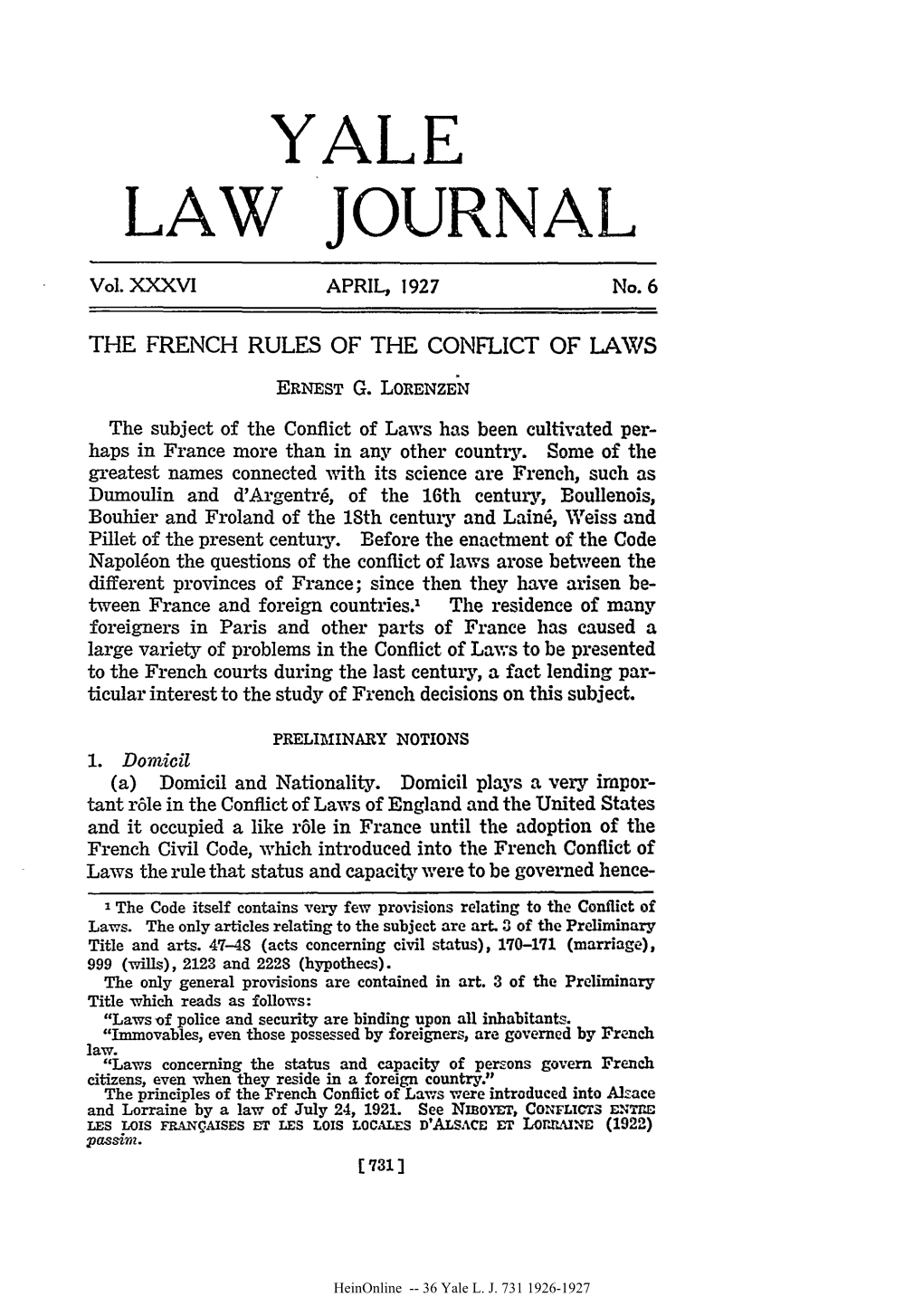 French Rules of the Conflict of Laws (Part 1)