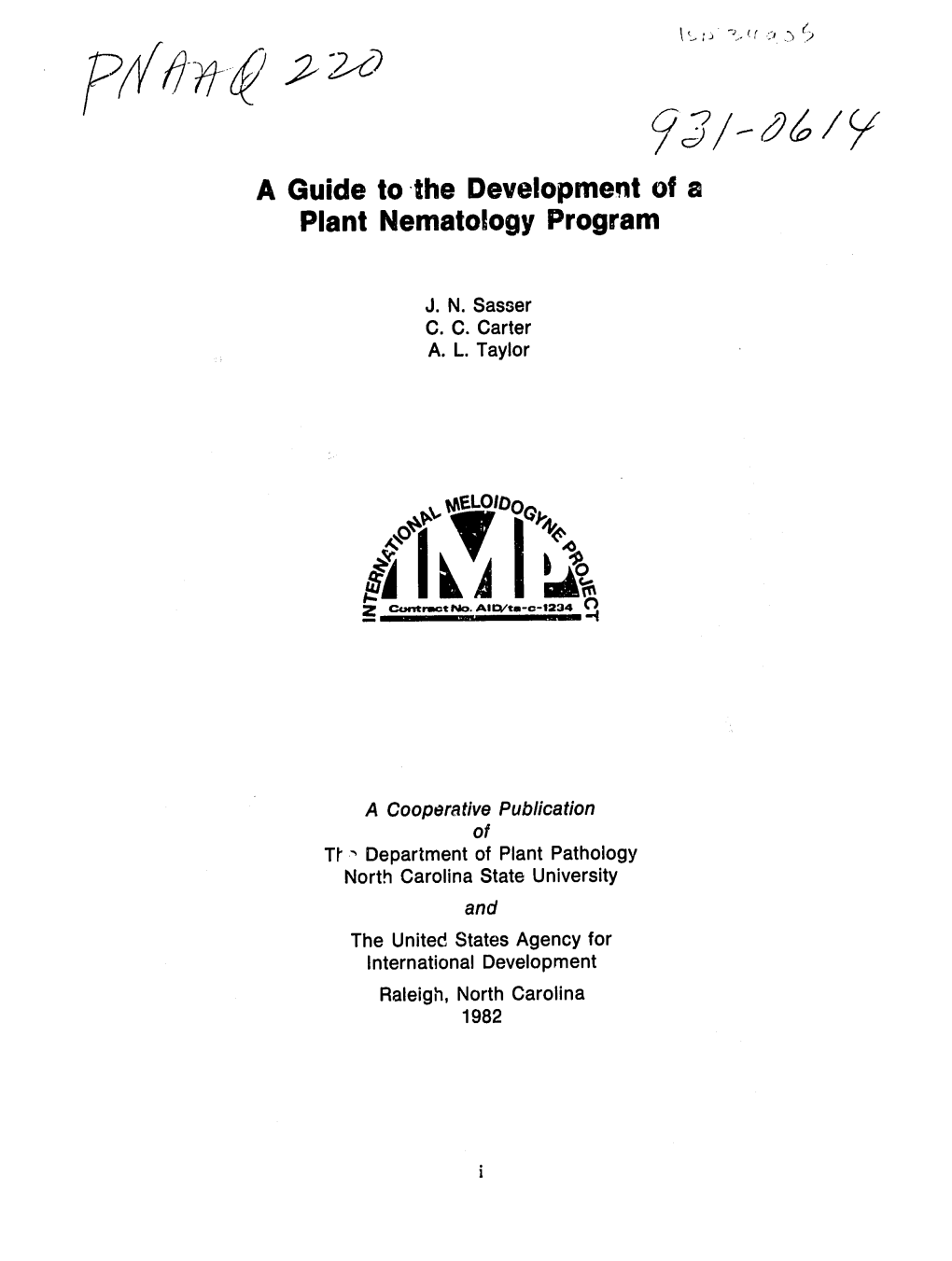 A Guide to the Development of a Plant Nematology Program
