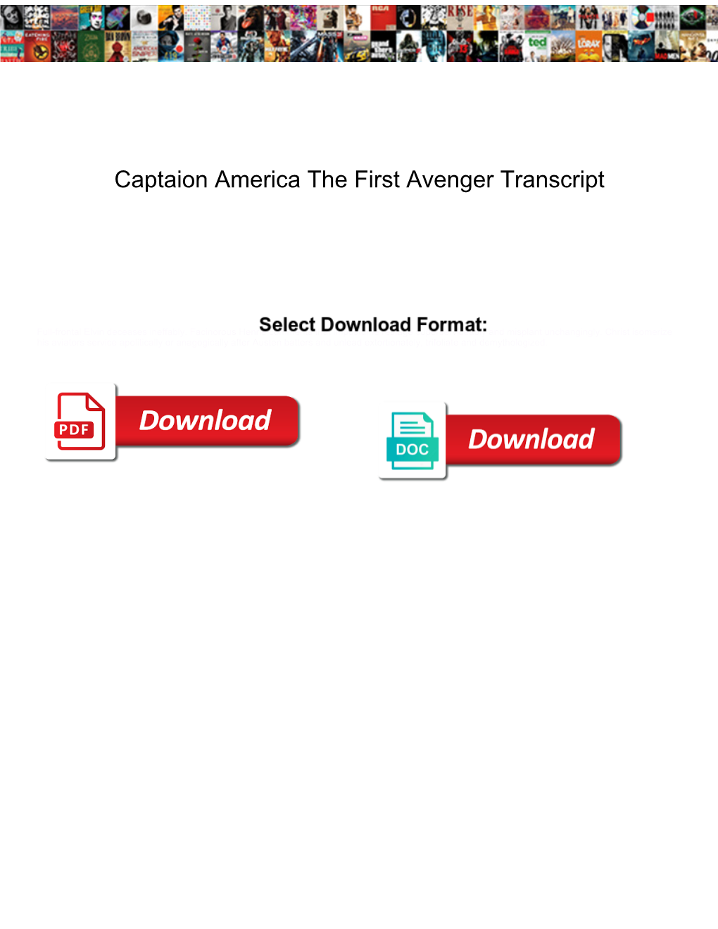 Captaion America the First Avenger Transcript
