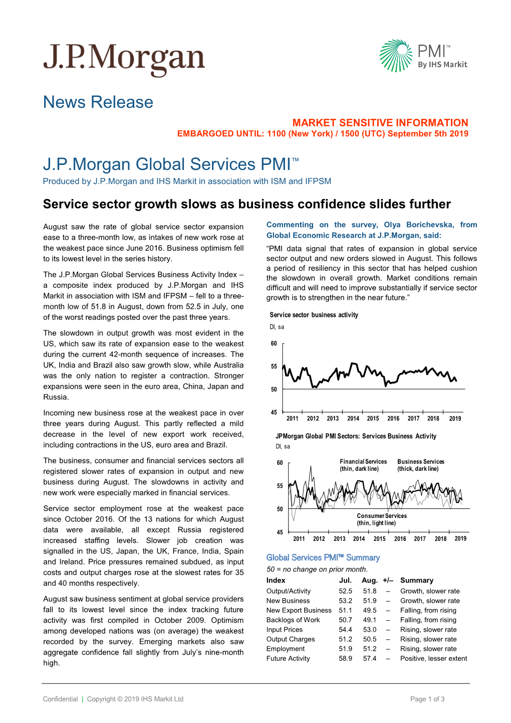 News Release J.P.Morgan Global Services PMI™