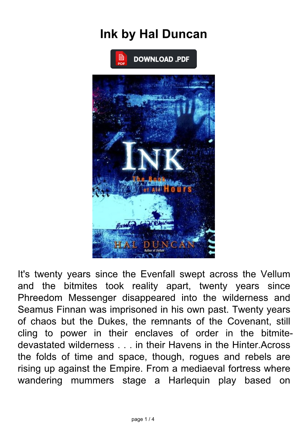 Ink by Hal Duncan