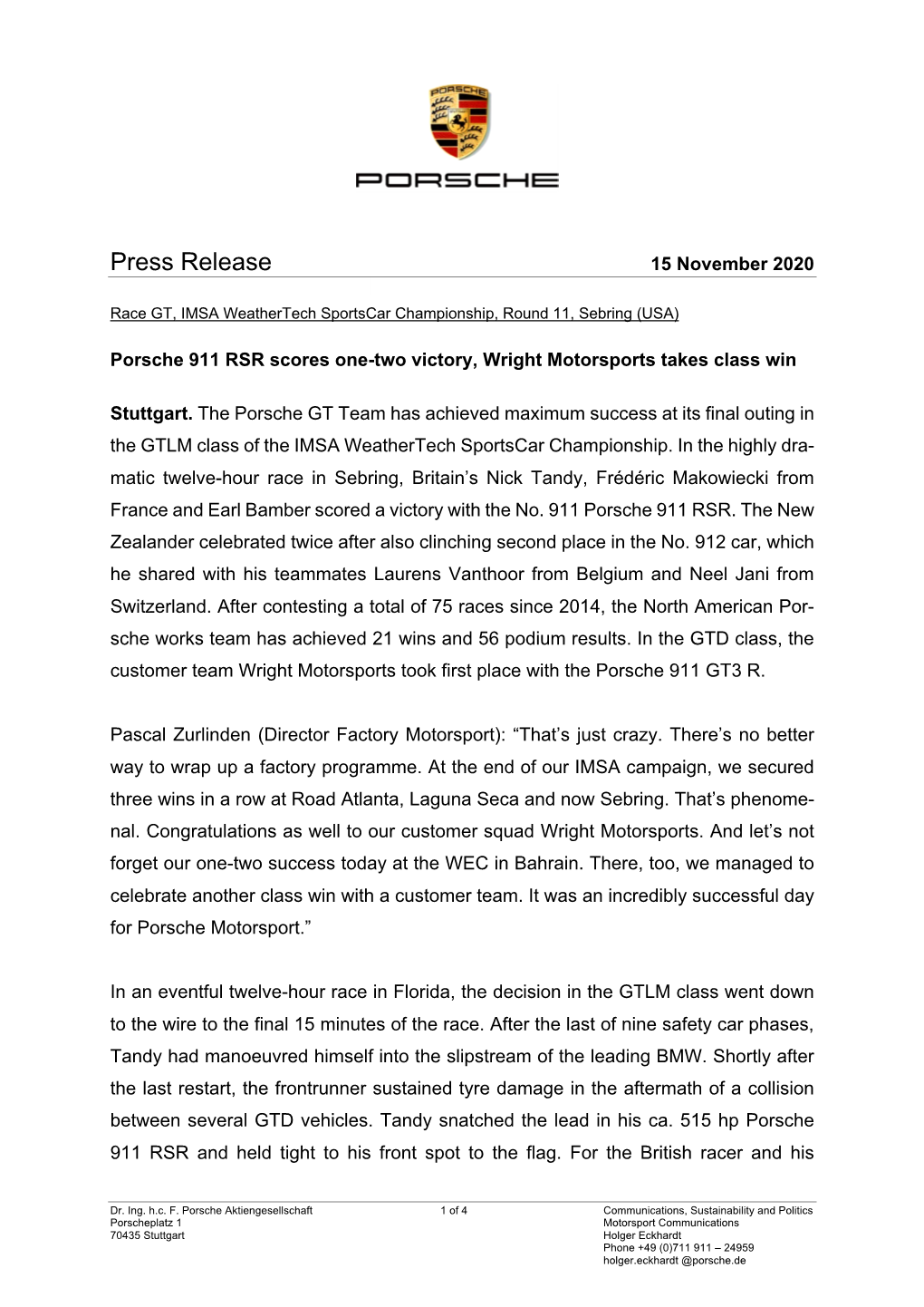 Press Release 15 November 2020