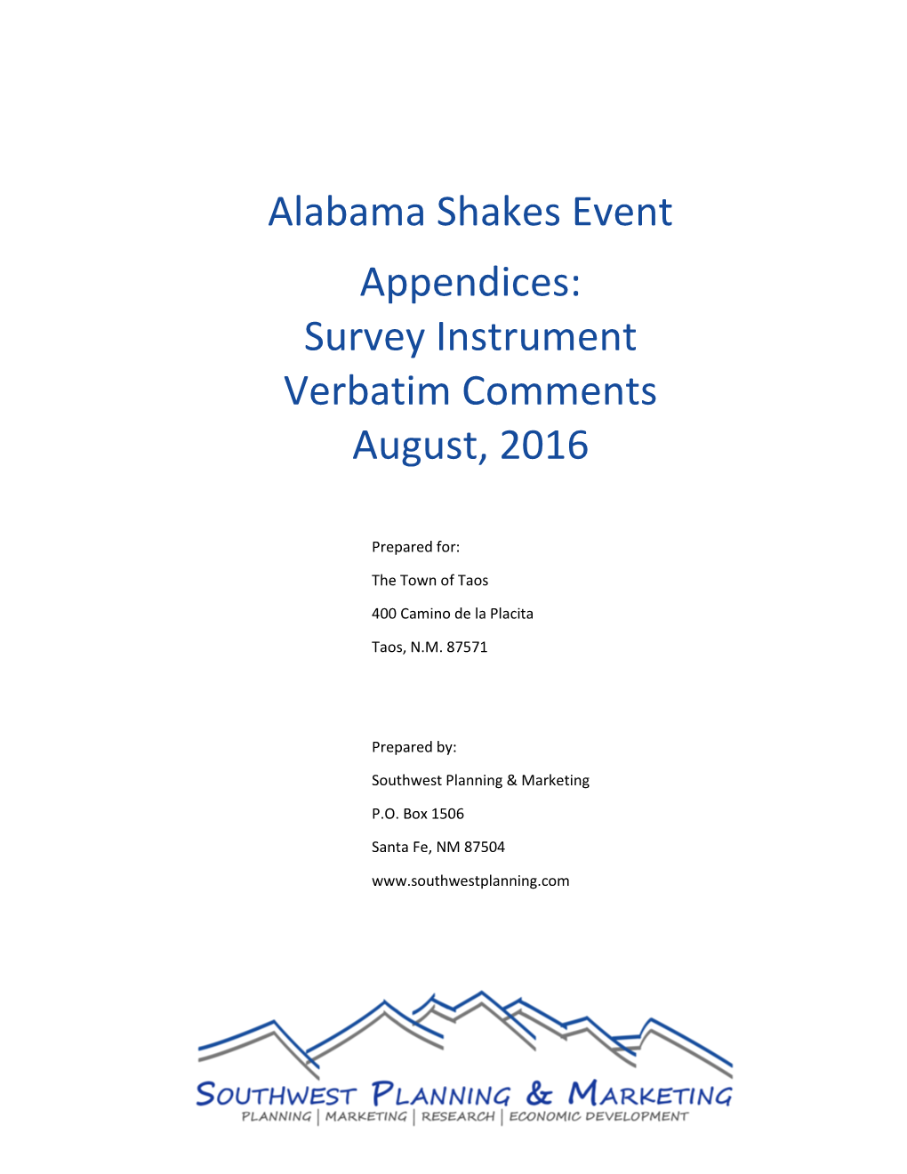 2016 Alabama Shakes in Taos Appendix