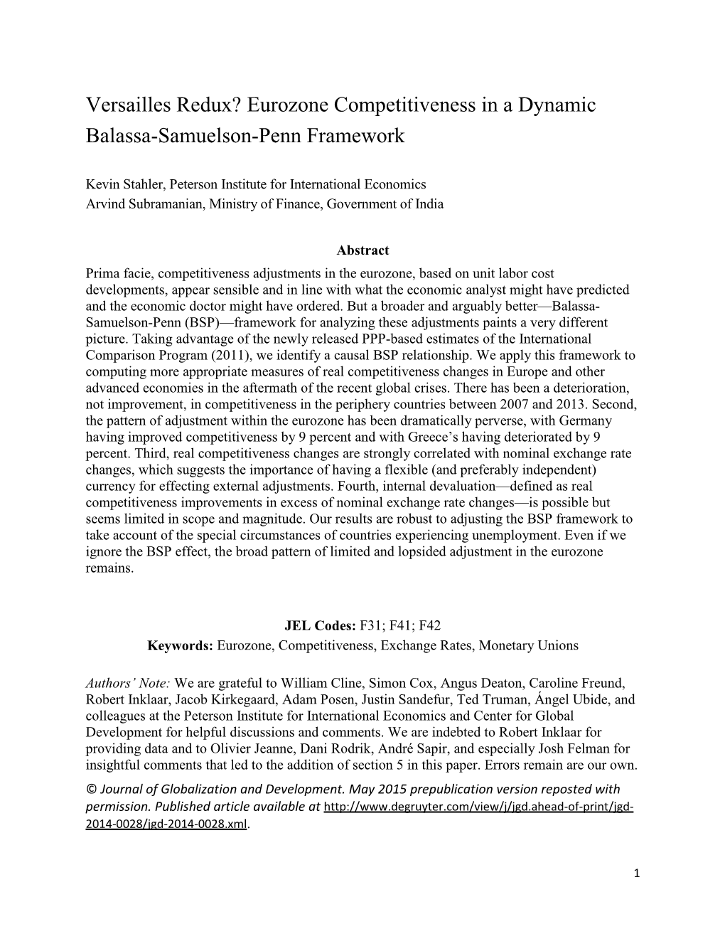 Eurozone Competitiveness in a Dynamic Balassa-Samuelson-Penn Framework