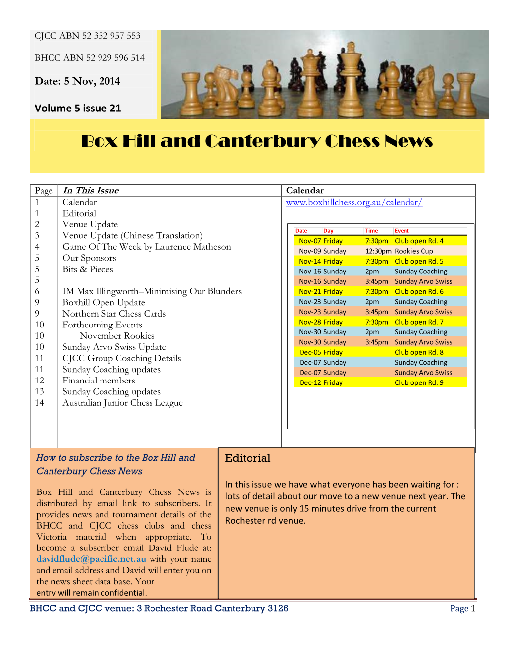 Box Hill and Canterbury Chess News