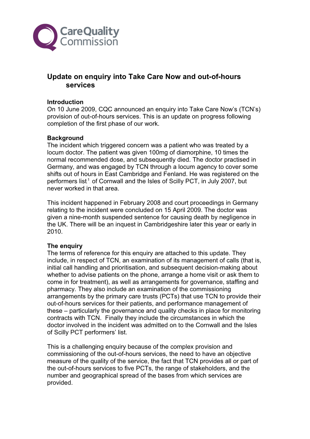 Briefing Note on TCN