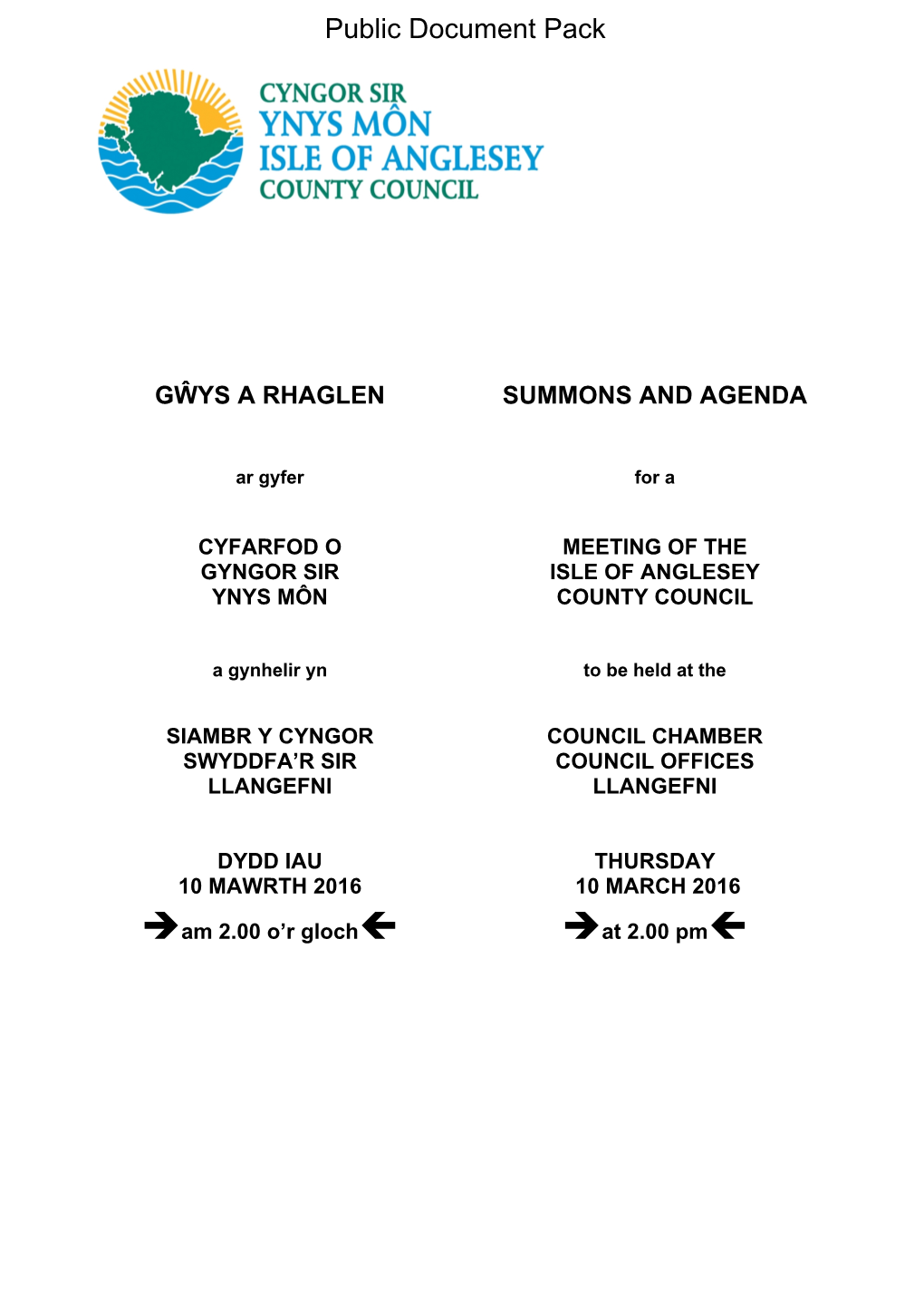 (Public Pack)Agenda Document for Isle of Anglesey County Council, 10