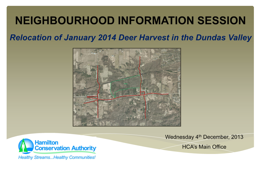 Relocation of January 2014 Deer Harvest in the Dundas Valley