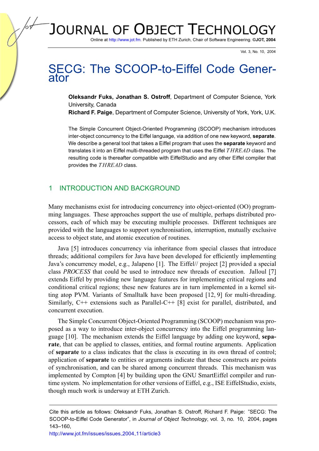 SECG: the SCOOP-To-Eiffel Code Gener- Ator