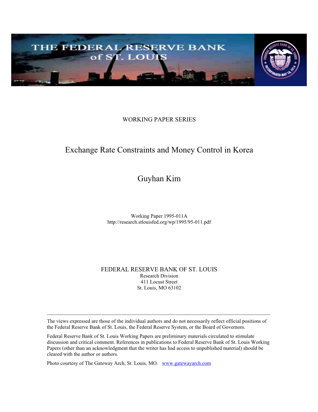 Exchange Rate Constraints and Money Control in Korea