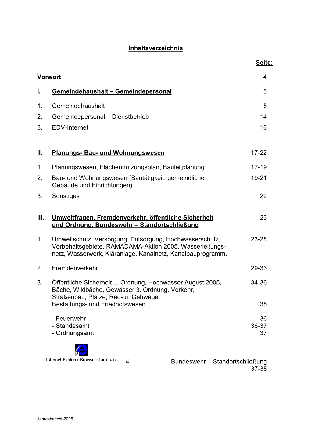 Seite: Vorwort 4 I. Gemeindehaushalt