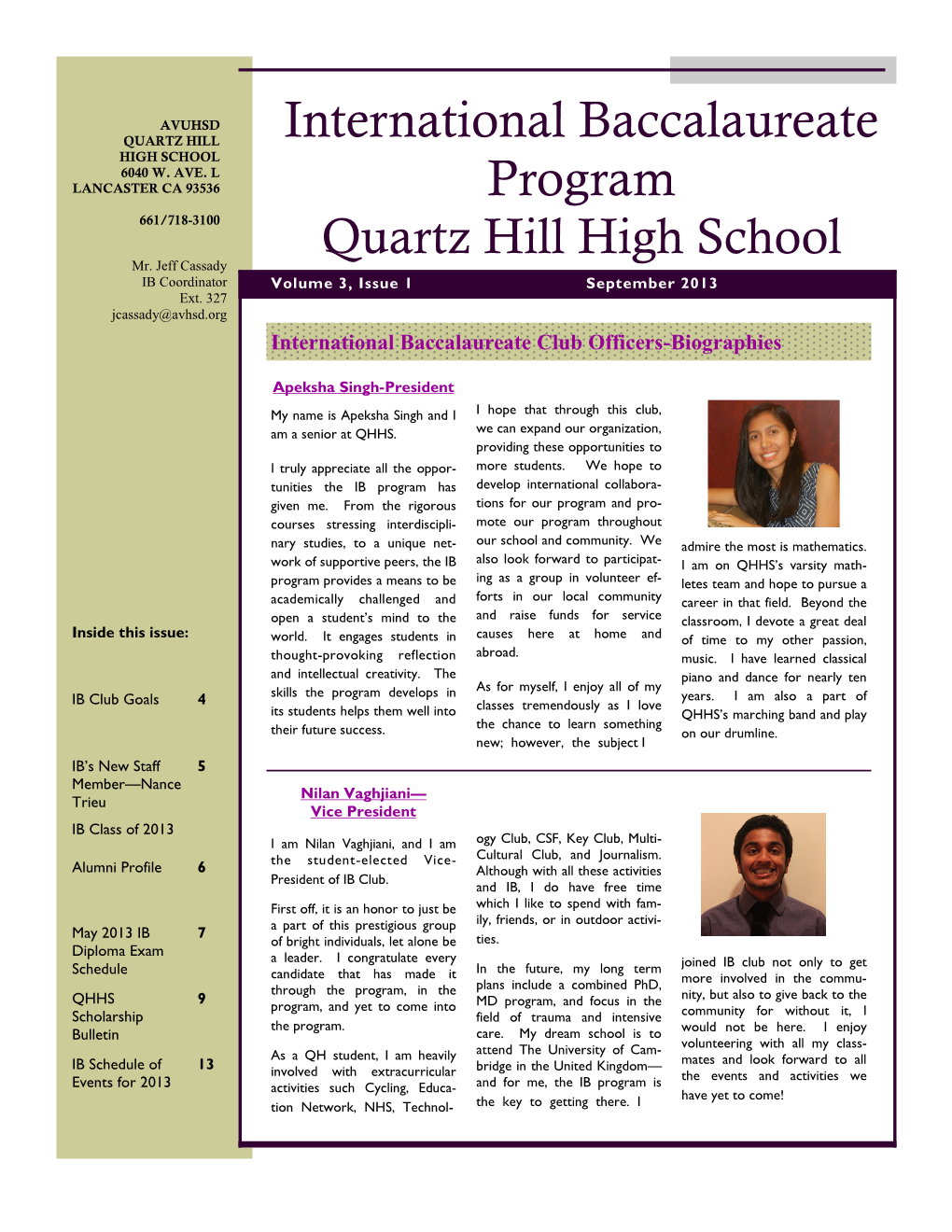 International Baccalaureate Program Quartz Hill High School