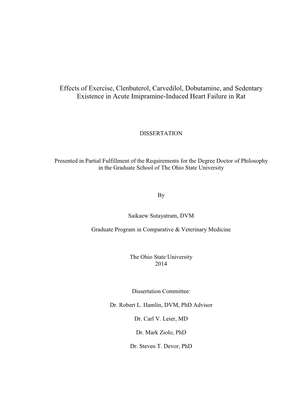 Effects of Exercise, Clenbuterol, Carvedilol, Dobutamine, and Sedentary Existence in Acute Imipramine-Induced Heart Failure in Rat