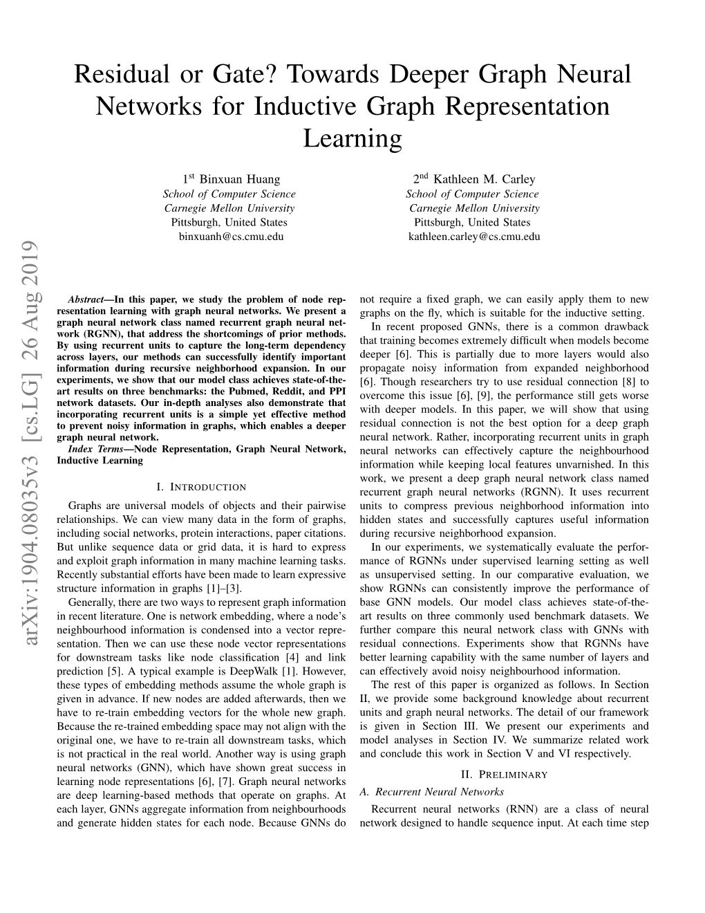 Residual Or Gate? Towards Deeper Graph Neural Networks for Inductive Graph Representation Learning