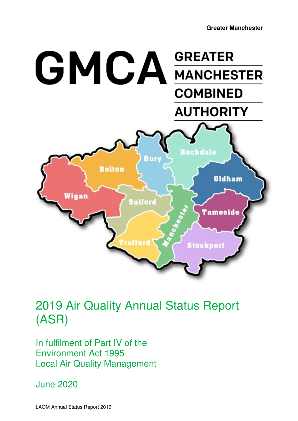 Greater Manchester Air Quality Annual Status Report (ASR) 2019