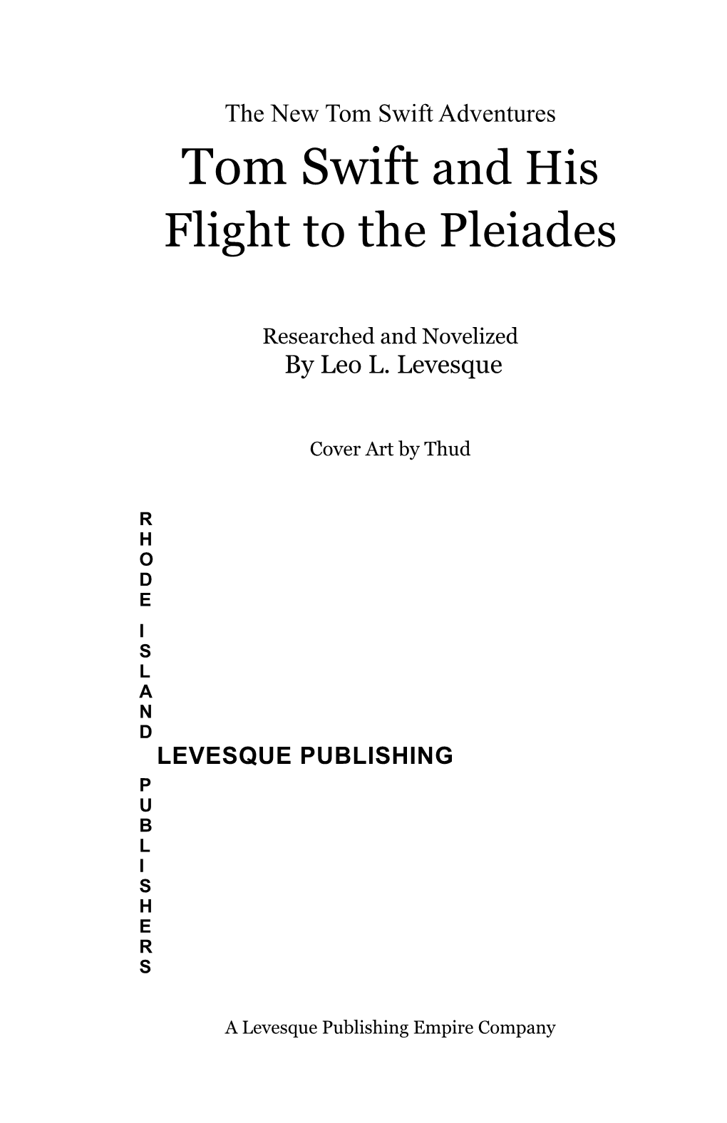 Tom Swift and His Flight to the Pleiades