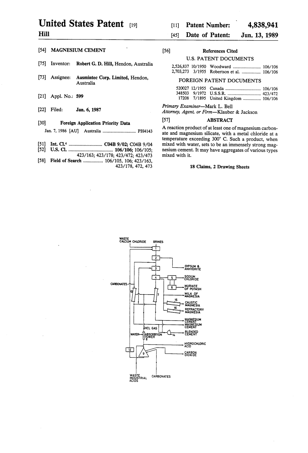 United States Patent (19) (11) Patent Number: 4,838,941 Hill 45 Date of Patent: Jun