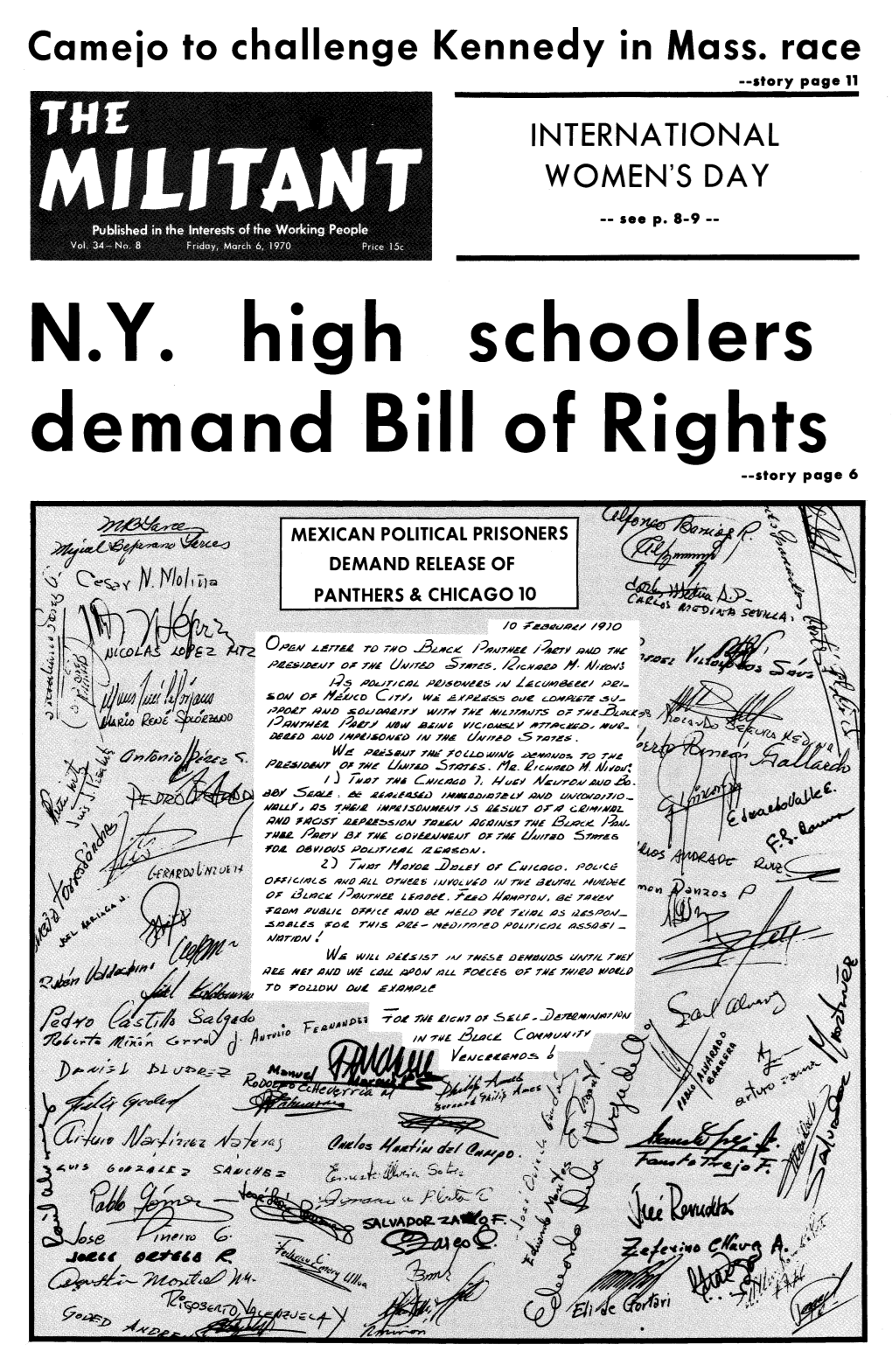 N.Y. High Schoolers Demand Bill of Rights --Story Page 6
