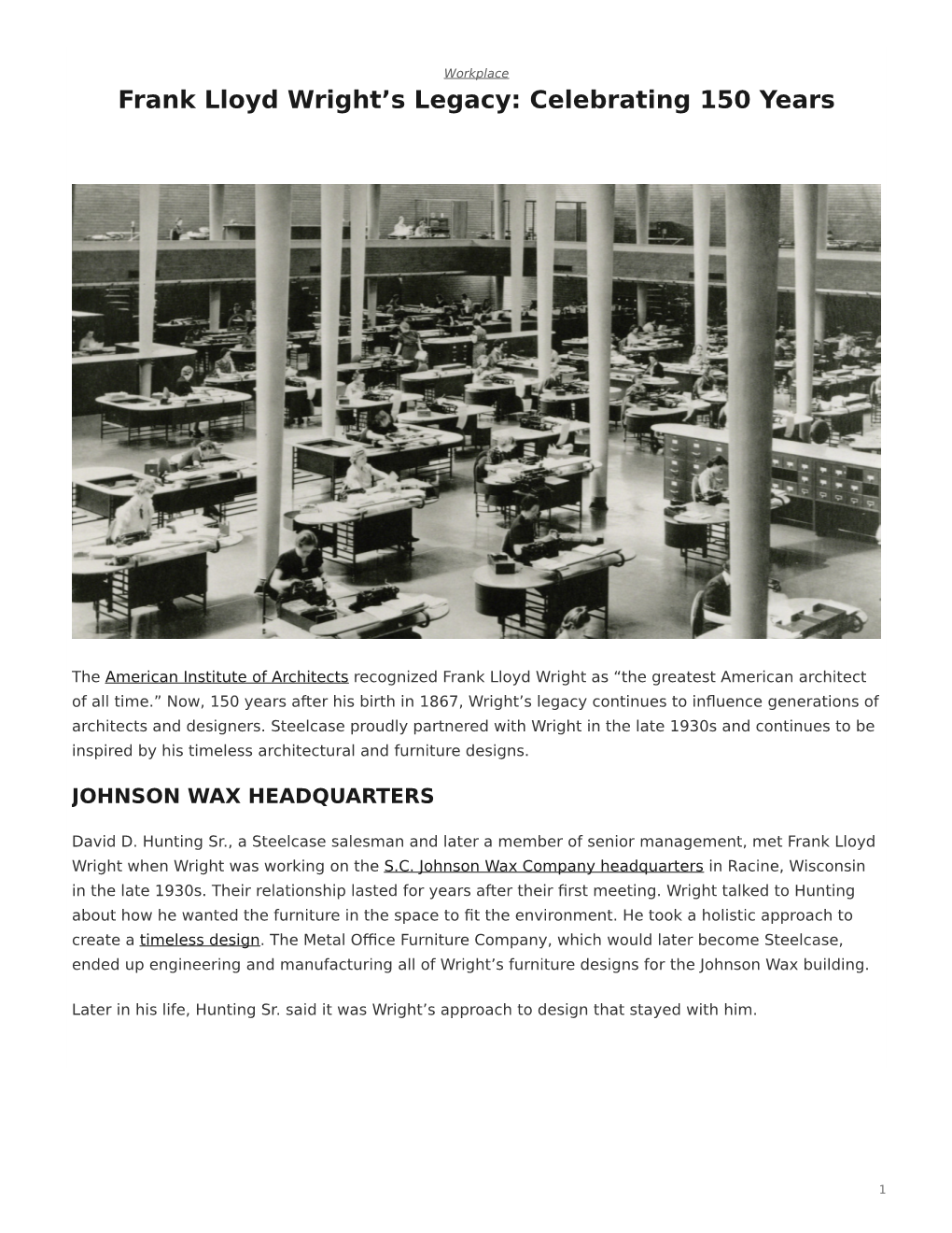 Frank Lloyd Wright's Legacy