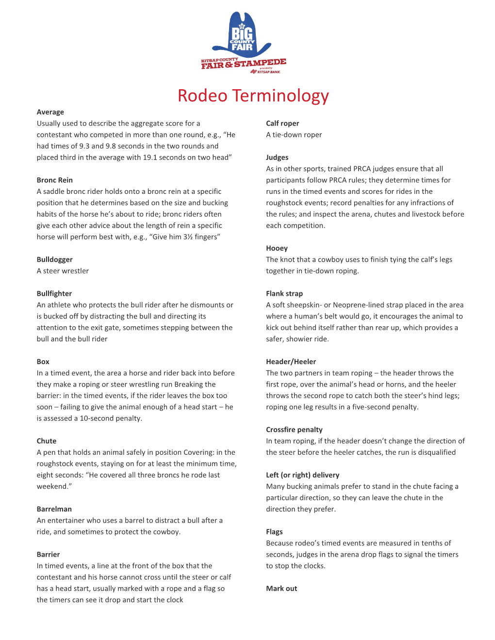 Rodeo Terminology