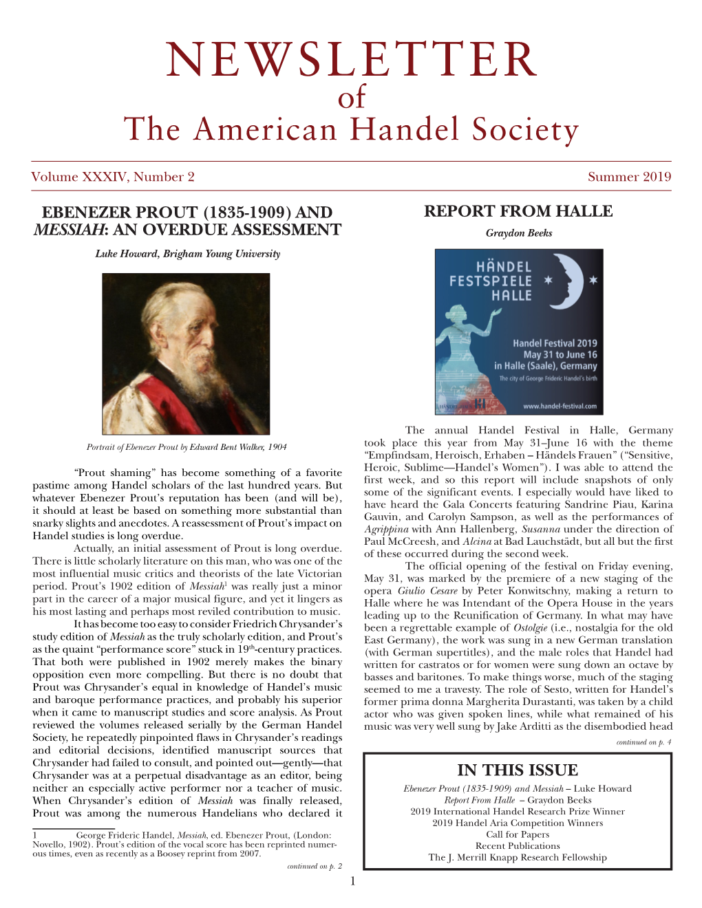 NEWSLETTER of the American Handel Society