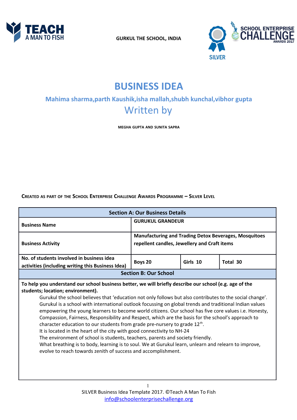 School Enterprise Challenge Business Idea Template s8