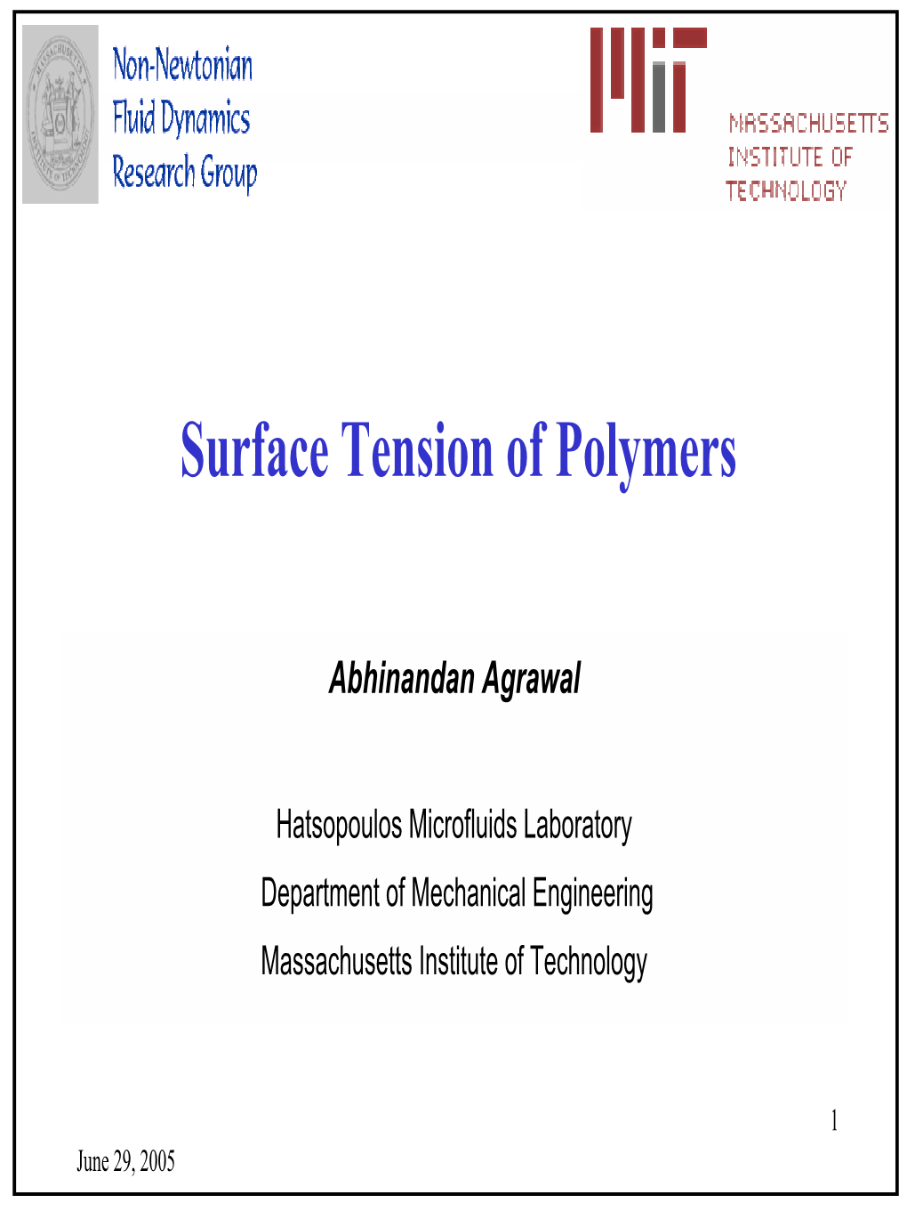 Surface Tension of Polymers