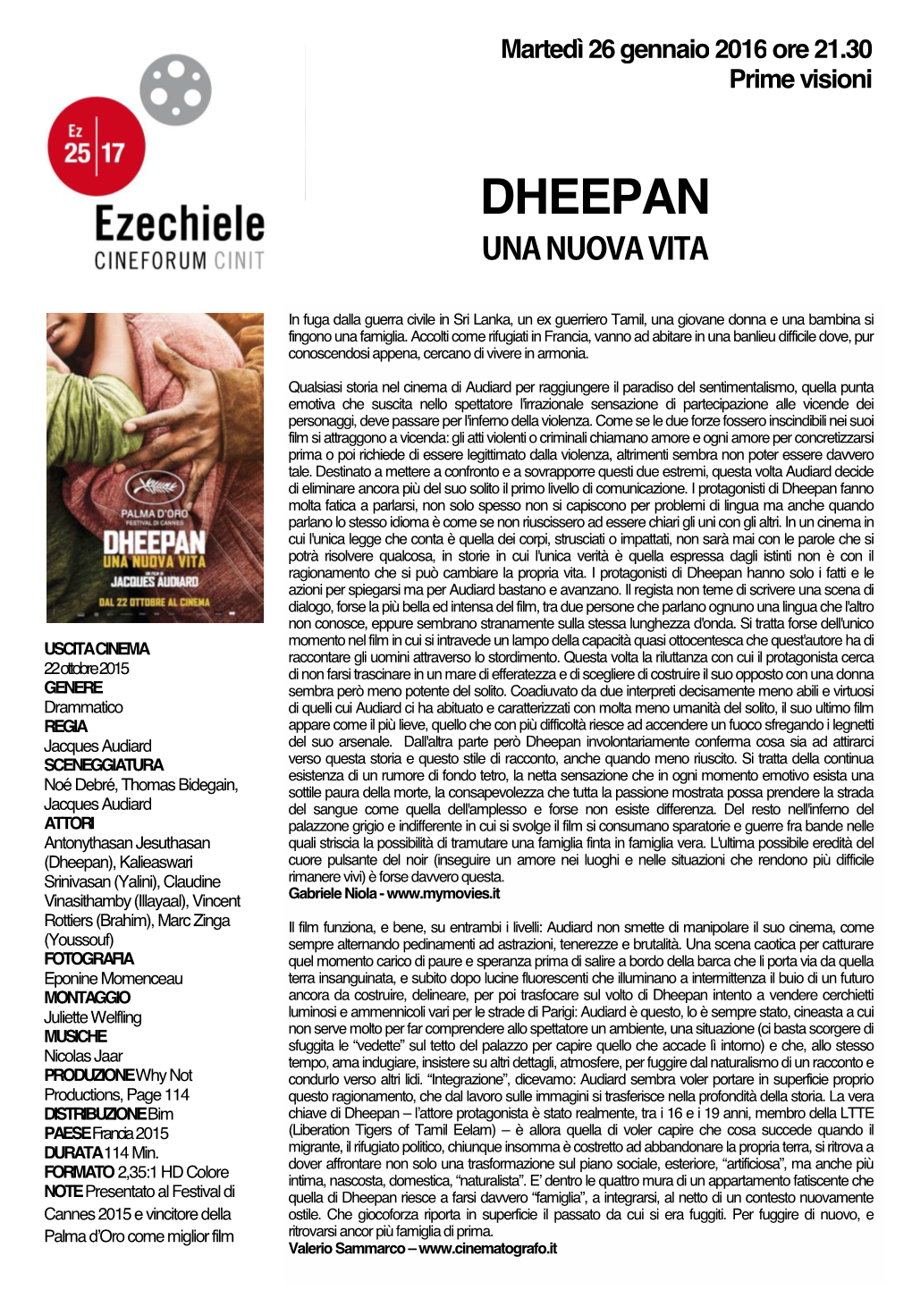 Dheepan Scheda Fronte