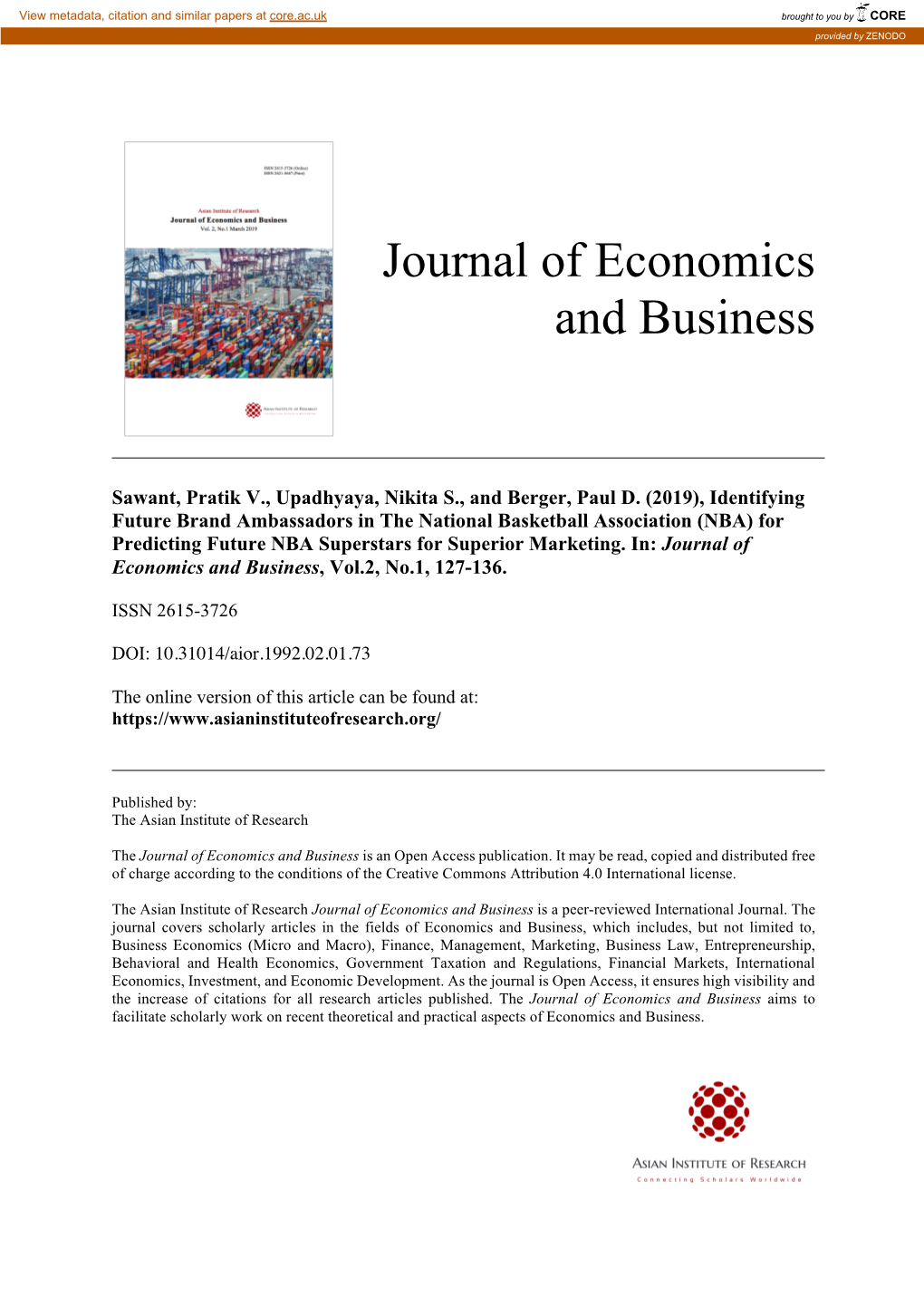 Journal of Economics and Business