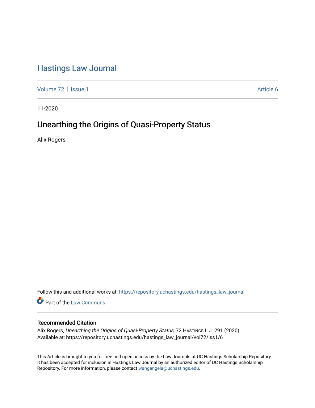 Unearthing the Origins of Quasi-Property Status